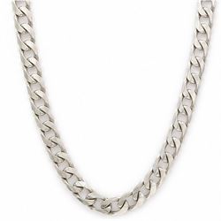 9ct white gold flattened curb link chain necklace, stamped 375