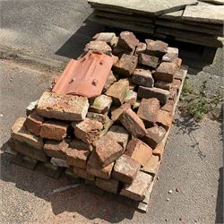 Various paving slabs, coping stone and odd bricks, on five pallets - THIS LOT IS TO BE VIEWED AND COLLECTED BY APPOINTMENT FROM THE CAYLEY ARMS, HIGH STREET, BROMPTON-BY-SAWDON, YO13 9DA