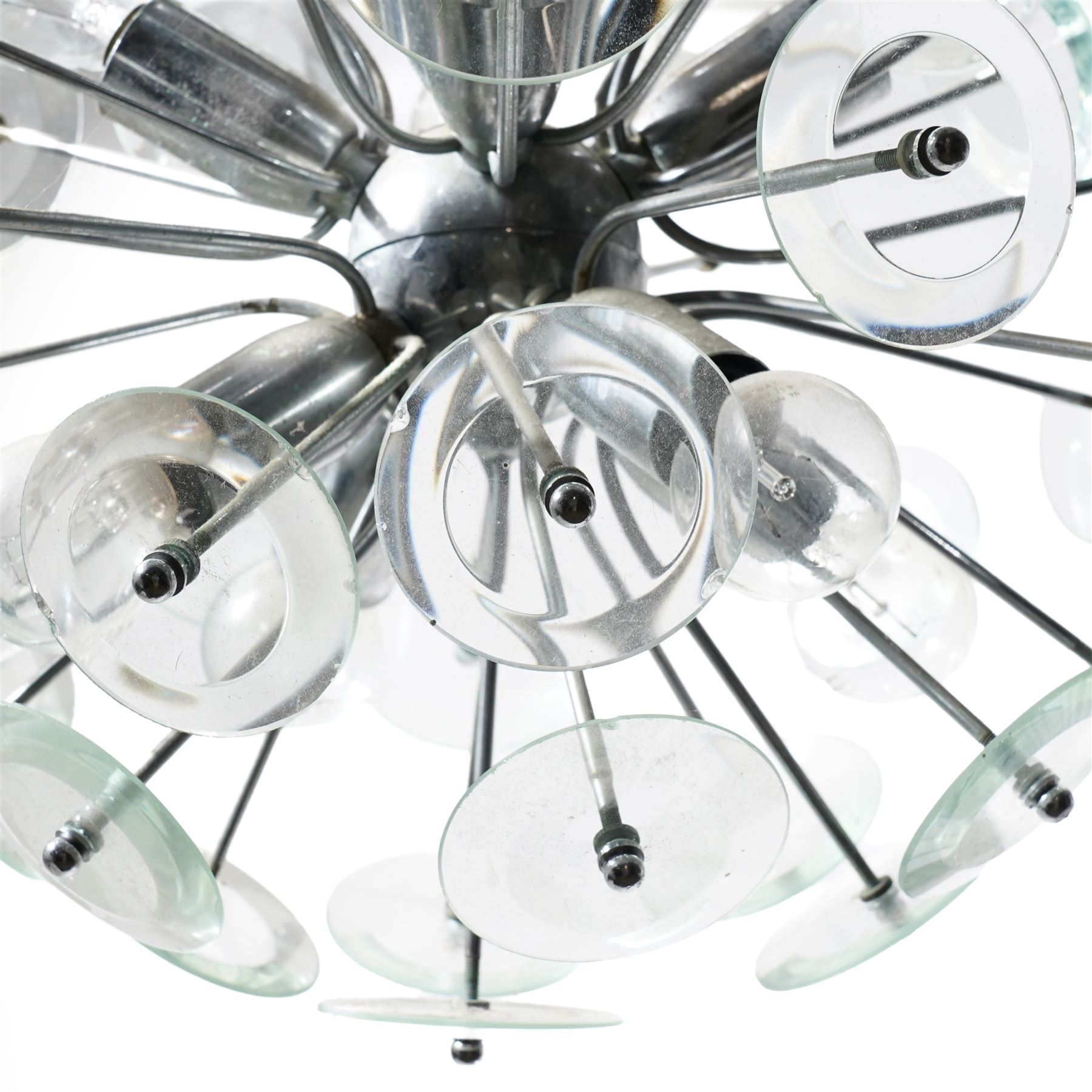 Sputnik chandelier, with glass disc decoration, drop 45cm 