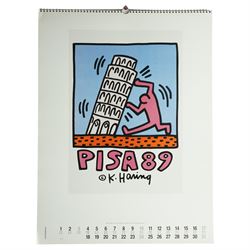 After Keith Haring (American 1958-1990): 'Club DV8 - San Francisco', colour print pub. c.1987, 49cm x 39cm; together with 'The Posters of Keith Haring 1993 Calendar' (2) (unframed)