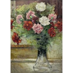 Joseph Delattre (French 1858-1912): Still Life of Carnations, oil on board signed 68cm x 49cm