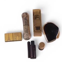 Collection of lighters, including three Art Deco cased lighters, Fujiama table lighter, Parker Roller lighter etc 