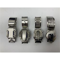 Four X Data stainless steel wristwatches, two Marc Gay wristwatches and one other, all with cover plates