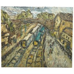 Barry De More (Yorkshire 1948-2023): 'Two Diesels', oil and impasto on board signed and titled verso 74cm x 87cm
Provenance: consigned by the artist's widow