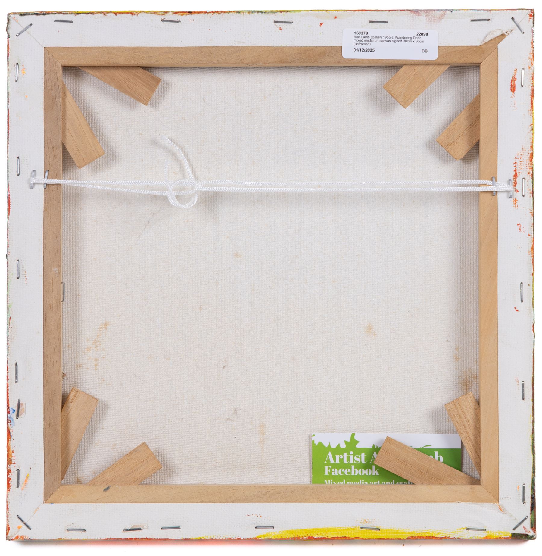 Ann Lamb (British 1955-): Wandering Deer, mixed media on canvas signed 30cm x 30cm (unframed)