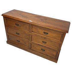 Hardwood chest, fitted with six drawers