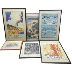 Four reproduction Salburn by Rail posters, largest 59.5cm x 38cm, and two Andy Hawkins prints (6)