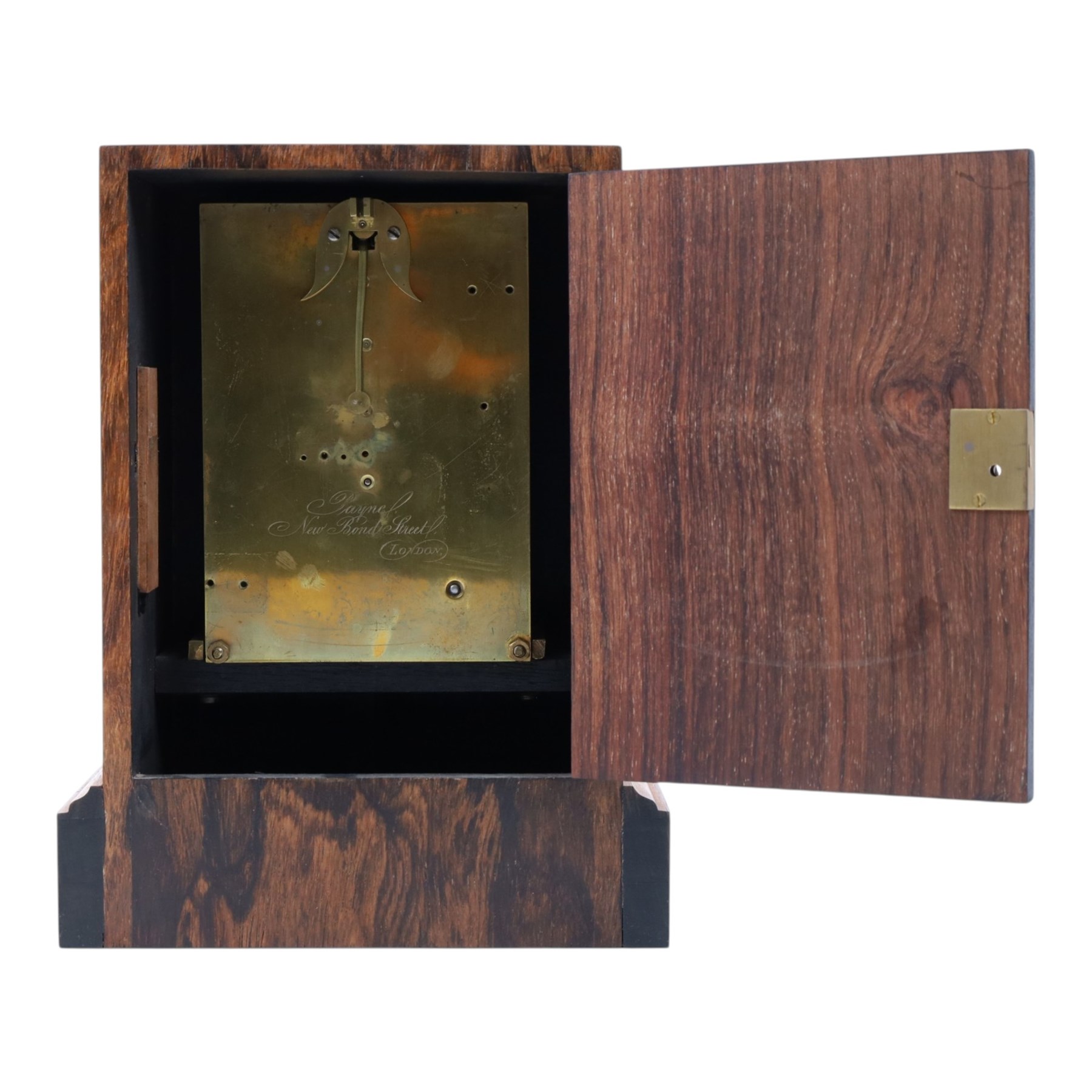 Payne of New Bond Street London mantle clock, the dial Roman numerals and signed Payne and Co, H23cm