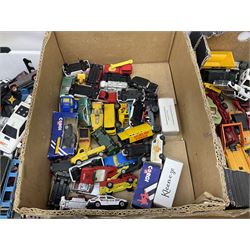 Quantity of unboxed and playworn die-cast models to include Corgi and Matchbox etc in five boxes