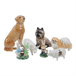 Beswick CH Wall Queen pig, together collection of Sylvac dogs, including 1433 Dog with paw in sling, 2938, Dog with slipper etc  