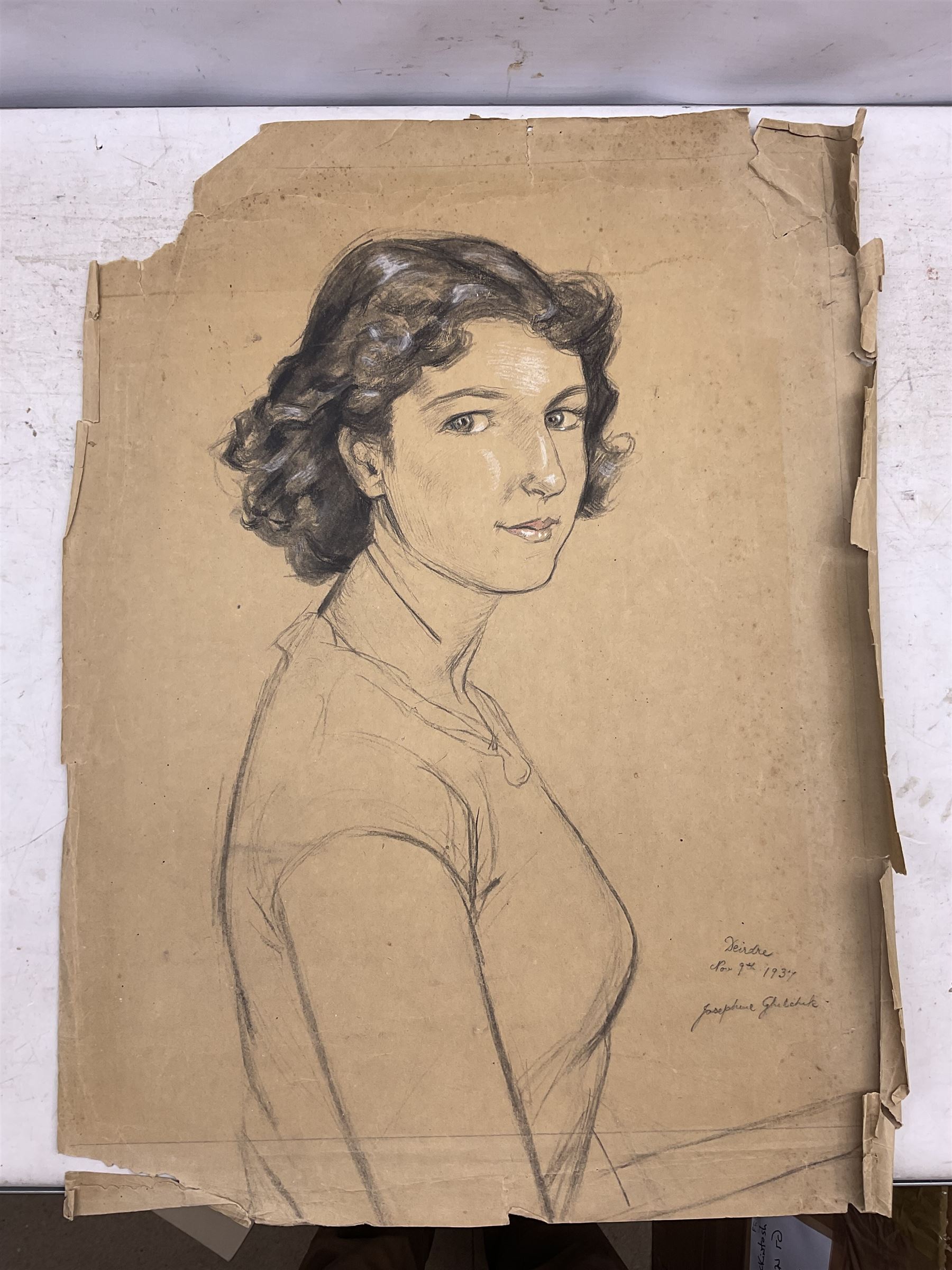 Josephine Ghilchik (British/Australian 1890-1981): 'Deirdre', pencil and chalk signed titled and dated 'Nov 9th 1937', 61cm x 42cm (unframed)