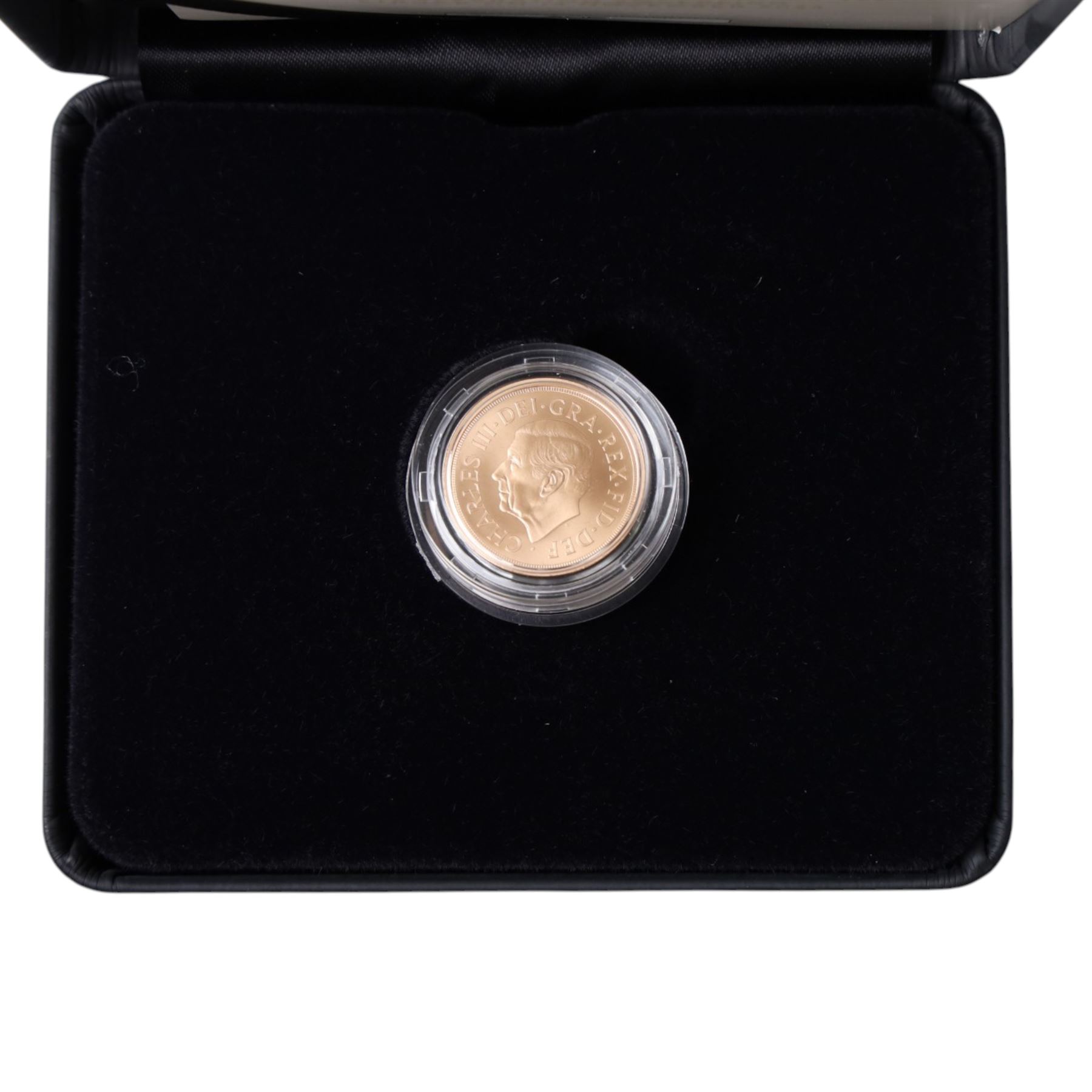 The Royal Mint United Kingdom 2023 'The 75th Birthday of His Majesty King Charles III Celebration' gold brilliant uncirculated full sovereign coin, struck on the day, from an edition of 750, cased and boxed with certificate