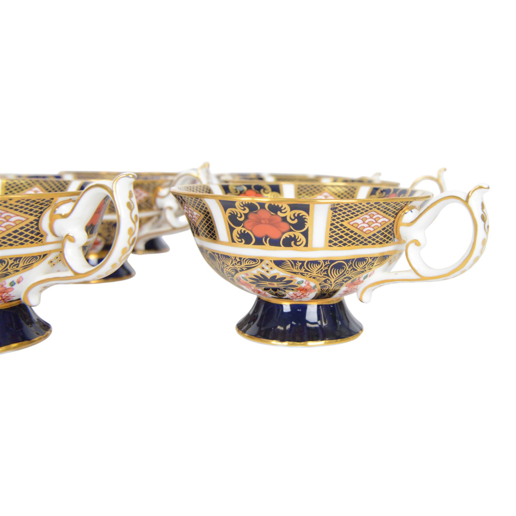 Royal Crown Derby Imari pattern 1128, six coffee teacups and saucer and six side plates 
