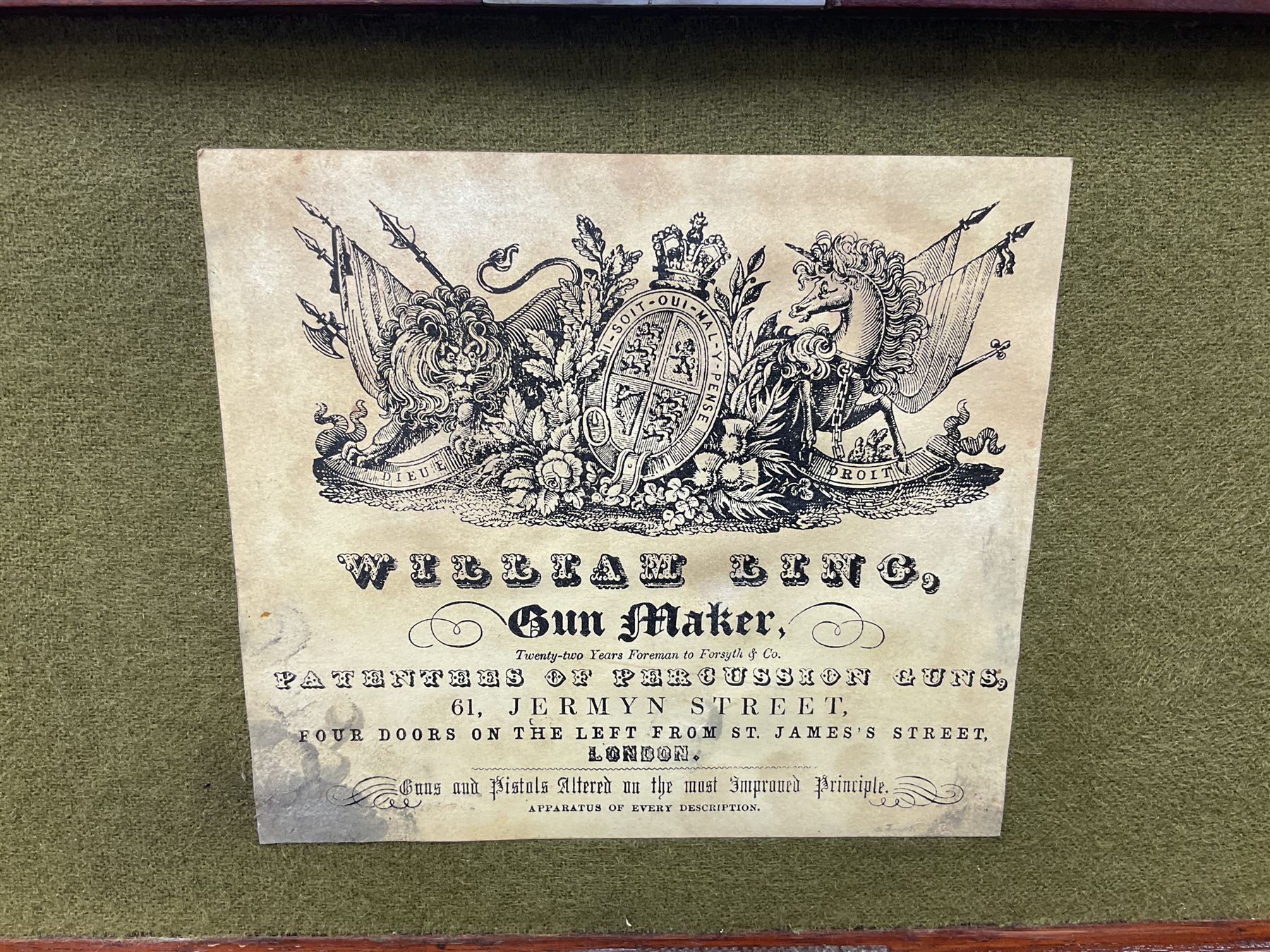 William Ling of London 15-bore double barrel side-by-side percussion shotgun, No.168, the 74cm (29