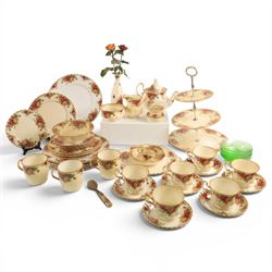Royal Albert Old Country roses part tea and dinner service, including teapot, milk jug, op...