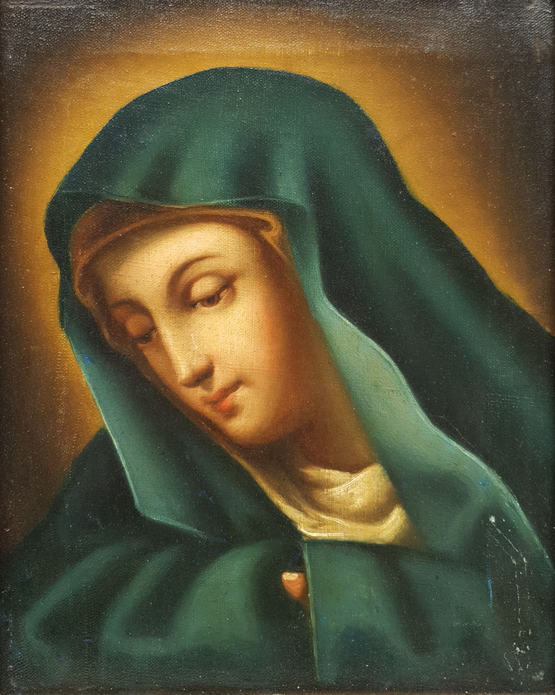 After Carlo Dolci (Italian 1616-1686): 'Mater Dolorosa' (Our Lady of Sorrows/Madonna), oil on canvas unsigned 26cm x 20cm