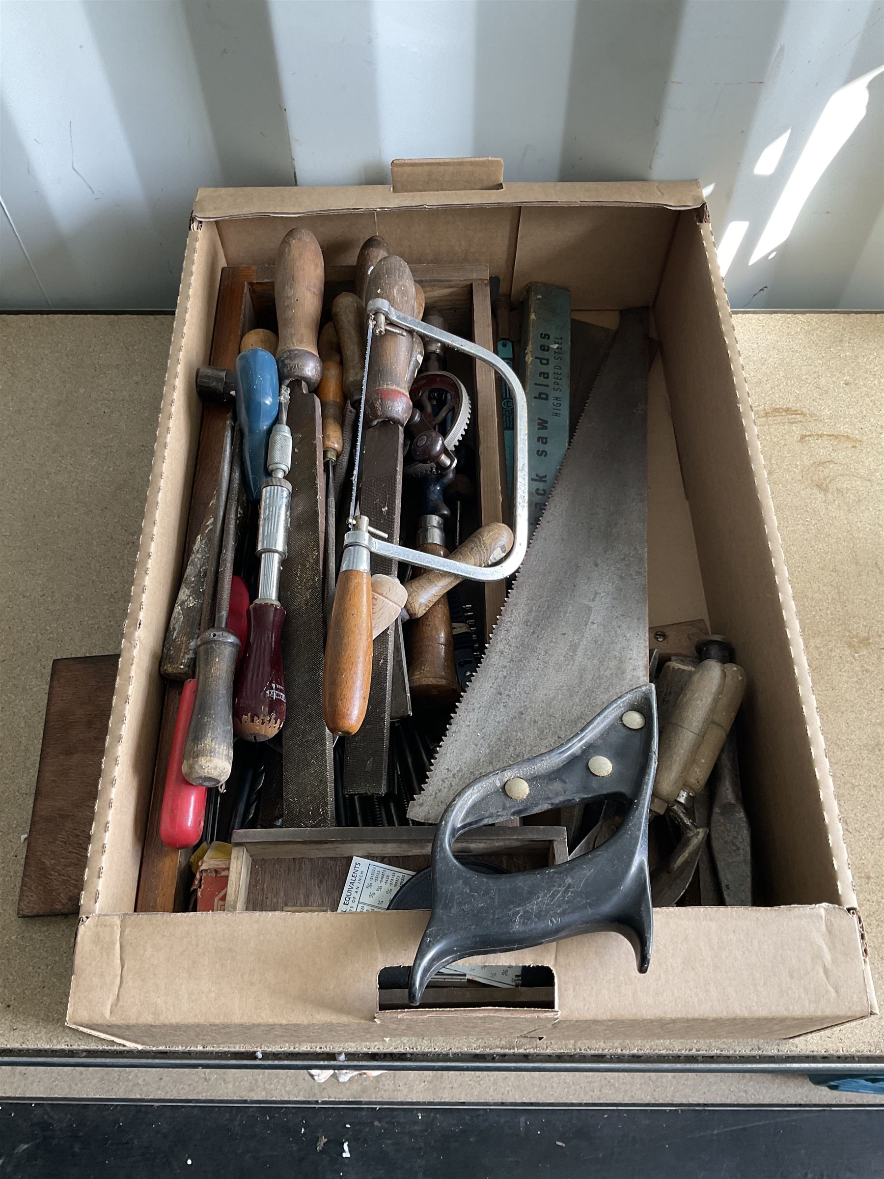 Socket set, vintage Black and Decker electric drill, scissors, hand crank drill, metal files and other  - THIS LOT IS TO BE COLLECTED BY APPOINTMENT FROM DUGGLEBY STORAGE, GREAT HILL, EASTFIELD, SCARBOROUGH, YO11 3TX