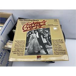 Large collection of records, to include Neil Dimond, Gypsy Kinds etc, together with two bed pans, in two boxes 