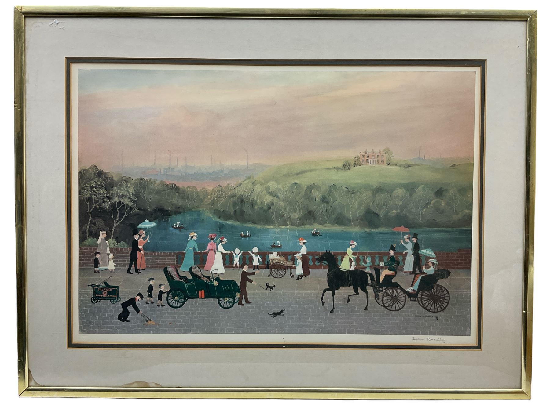 Helen Layfield Bradley (British 1900-1979): 'It was a Beautiful Place' and 'Our Picnic', two limited edition colour prints signed in pencil together with 'Miss Carter Came with Us' and 'Miss Carter Wore Pink', two books by Helen bradley max 47cm x 69cm (4)