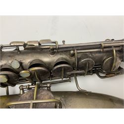 Early 20th century Elkhart Pan American C-Melody saxophone, Patd. Sept.14 1915, no.1153489, serial no.P27678; in fitted hard carrying case with crook