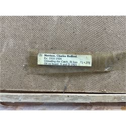 Charles Redford Merrison (British 1879-1964): 'Unloading the Catch - St Ives', oil on board signed and dated '21, 17cm x 24cm