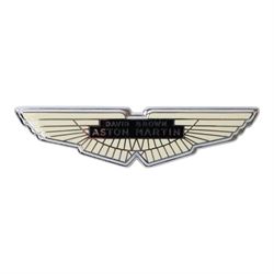 Aston Martin David Brown enamel and chrome wings badge, L12cm