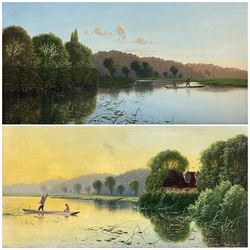 Edwin Henry Boddington (British 1836-1905): 'On the Thames', pair oils on canvas signed, titled on the mount 19cm x 35cm (2)