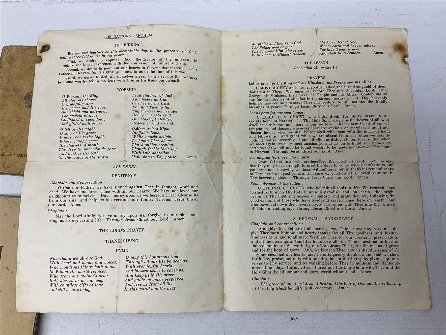 Modern album containing over sixty postcards and photographs including memorial portraits of KIA soldiers, regimental crests, comic, WW1 embroidered silk, uniforms, cap badges, camp and manoeuvre images etc; another personal photograph album of WW2 soldiers relaxing; Royal Armoured Corps booklet 'The Italian Campaign 3rd Sep. 1943 - 2nd May 1945; and other paper ephemera of military interest