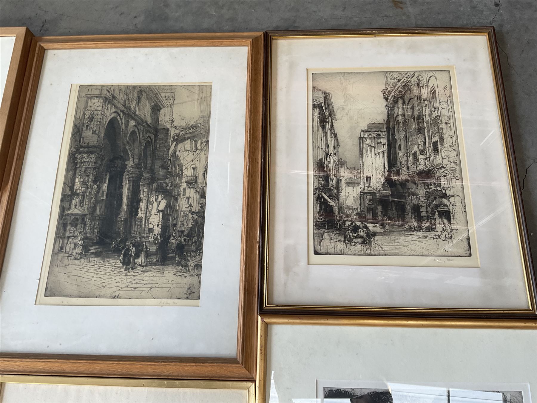 Collection of etchings, artists including Alfred Blundell, Hedley Fitton, William Walcot, Norman James, Oliver Hall, Francis Sydney Unwin, Mortimer Menpes, William P Robins, Piers Browne, etc, together with a Bernard Dunstan lithograph (15)