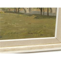 Claude Horsfall (British 1907-2003): 'Wharfedale from Dead Man's Hill' & 'Conistone Bridge and Kilnsey Crag', pair oils on board signed, original title labels verso 36cm x 59cm (2)