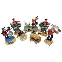 Seven limited edition Robert Harrop figures from the Beano Dandy collection, comprising The Beano Dandy Collection Bash Street Kids 50th Anniversary BSK50, Roger the Dodger's Dad You'd Better Be in There Roger!, two Desperate Dan Safe Cracker BDS13, The Beano Book Front Cover 1959 BDFC03, The Beano Book Front Cover 1973 BDFC01, some first editions, and Beano, Dandy Christmas 2013 The Beano Book 1975 The 10th Day of Christmas, no 137/200, BDCS13, all with boxes