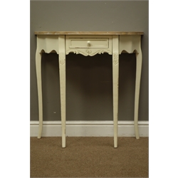  French style cream finish console table, W80cm, H80cm, D30cm  