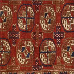 Tekke Turkman rug, madder red field decorated with repeating rows of octagonal guls, framed by multiple geometric borders, 86x133cm and an Anatolian flatweave kilim, 95x140cm, (2)