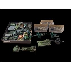 Collection of diecast military vehicles, including Dinky, Matchbox and Solido examples, mostly unboxed tanks
