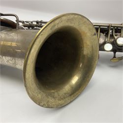 Early 20th century Elkhart Pan American C-Melody saxophone, Patd. Sept.14 1915, no.1153489, serial no.P27678; in fitted hard carrying case with crook