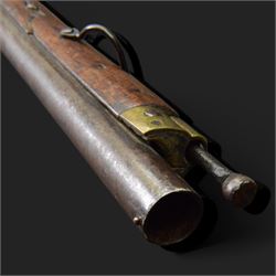 Percussion musket, the 70cm barrel with ramrod under, full walnut stock, with two sling swivels, overall L110cm
Sold as an exempt item under Section 58 (2) of the 1968 Firearms Act, to be held as a curiosity or ornament