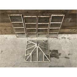 Victorian painted iron framed square garden cloche lantern, with associated sides (larger than the top piece), no fittings