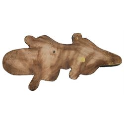 Galea Belinscaia (Yorkshire, Contemporary): Stoneware model of a baby alligator, with textured glaze finish, L56cm 