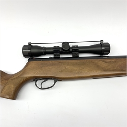 Hatsan Edgar Bros. Mod.60S .22 air rifle with break barrel action, chequered pistol grip and fore-end and Hawke 4x scope L114cm overall; in Sports Marketing gun slip