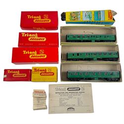 Collection of Tri-ang Railways OO gauge locomotive models including R50 4-6-2 Princess Victoria Black Livery and various accessories; three Kitmaster Corridor Composite OO gauge kit built model in green, together with a collection of die-cast toy vehicles including Clifford Series Ferrari Racing Car and M.G.B, mostly boxed