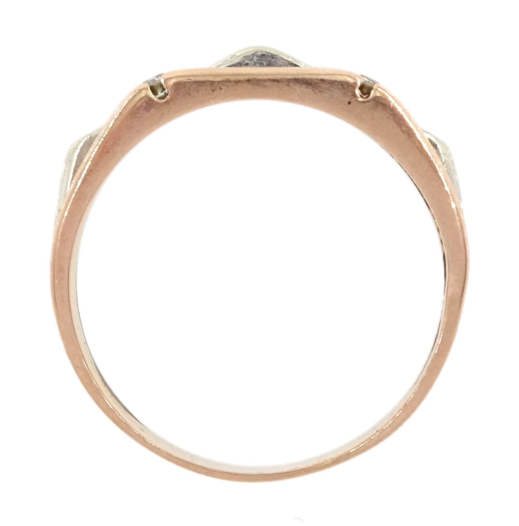 14ct rose, white and yellow gold diamond ring, stamped 585