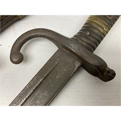 Five 19th century bayonets in relic condition without scabbards comprising British Pattern 1876 socket bayonet with Indian markings; French Model 1874 epee bayonet; and three French Model 1866 sabre bayonets (5)