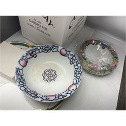 Royal Crown Derby duck, together with Emma Bridgewater mug, Coalport wall plaque and other ceramics and glassware etc, in three boxes 