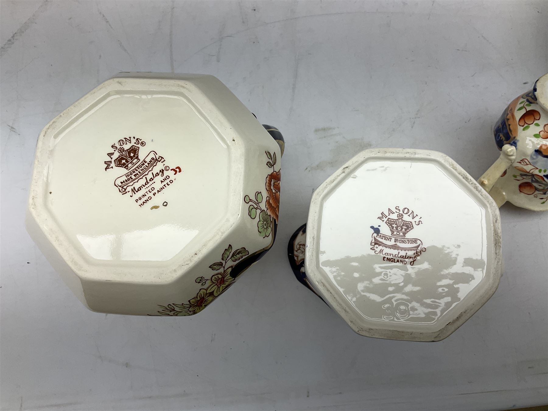 Masons Ironstone bowl commemorating Silver Jubilee, limited edition, together with Masons Mandalay pattern jug and two plates, and other similar ceramics
