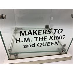 Cadbury's chocolate countertop display advertising cabinet, glazed with 'Cadbury's Makers to T.M The King & Queen', with two glass shelves and a back opening door, H54,5cm