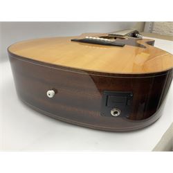 Sigma GMC-1E semi-acoustic guitar with cut-away body, sapele mahogany back and ribs and solid spruce top; bears label Model GMC-1E serial no.210522747; L103cm