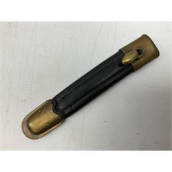 Italian Model 1891 Carcano knife bayonet with 30cm fullered steel blade, the cross-piece stamped VL1110; in steel scabbard with webbing frog L43cm overall; and another Italian fighting knife/bayonet in brass bound leather scabbard (2)