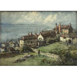 Noel Harry Leaver (British 1889-1951): Continental Coastal Village, watercolour signed 27cm x 37cm