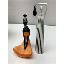 Dennis China Works vase with fluted rim together with three Cmielow figures and Beswick Silhouette vase of Girl with the Pearl earring, Beswick vase H22cm 