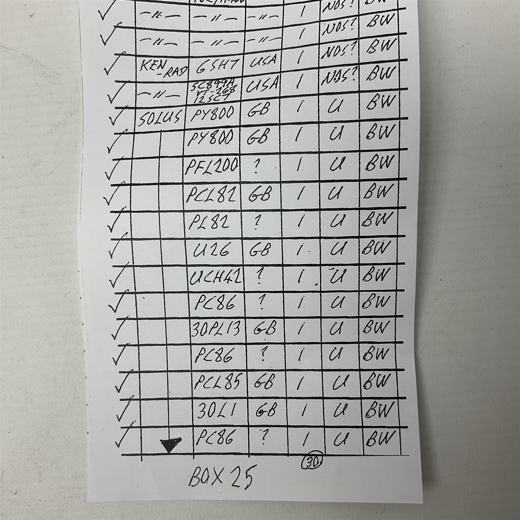 Collection of Philips, Rogers, Ken Rad and Solus, thermionic radio valves/vacuum tubes, including PZ30, PY800, U26, 30LI, approximately 30